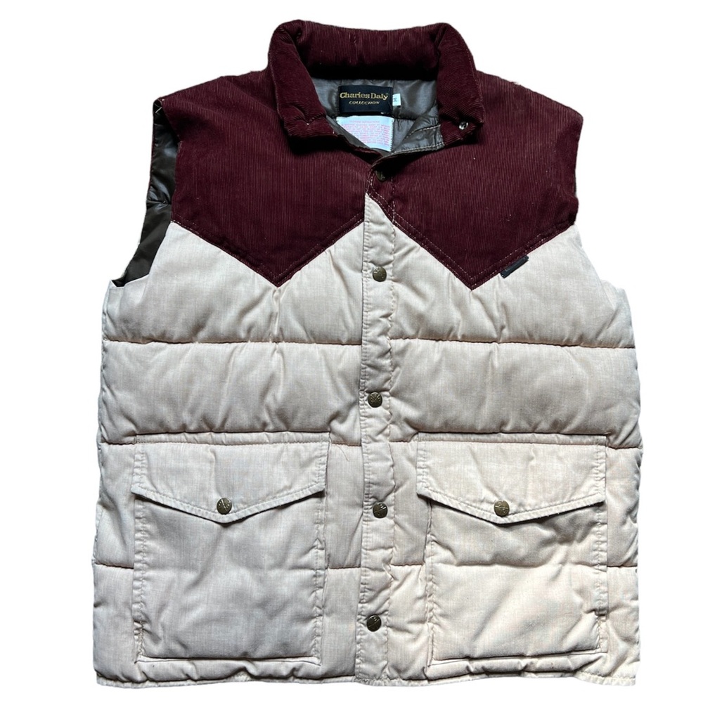 Mens Burgundy & Tan Charles Daly Corduroy Vest